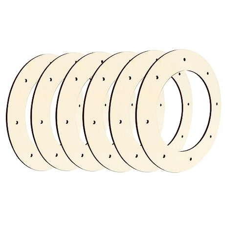 Worown 6 Pack Wooden Wreath Form, 8 inches (Outer Diameter) Wooden Wreath Frame, 5mm Thickness Wood Wreath Ring for Creating Beautiful Floral Worown