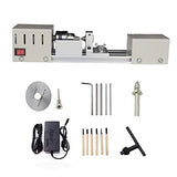 Professional mini Lathe Machine, Lathe Tools Woodworking Machine, Lathe Beads Polisher, CNC DIY Woodworking Wood Lathe Machine (Silver) Jinegelela