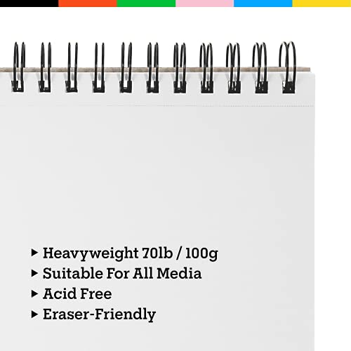 Art-N-Fly Sketchpad for Travel and Portable Sketch Work - Two Pack Spiral Bound 200 Sheets Total - Pad 70lb/100g for Drawing (5.5x8.5") Art-n-Fly