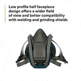 3M Rugged Comfort Quick Latch Half Facepiece Reusable Respirator 6503QL, Gases, Vapors, Dust, Large, Gray/Teal 3M