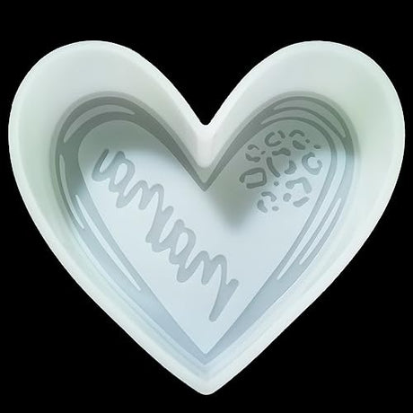 Mama Heart Leopard Car Freshie Mold Heart Shape Aroma Beads Baking Soap Resin Candles Mould-Oven Safe【Upgraded Soft Material】- XL. Size Fuehbur