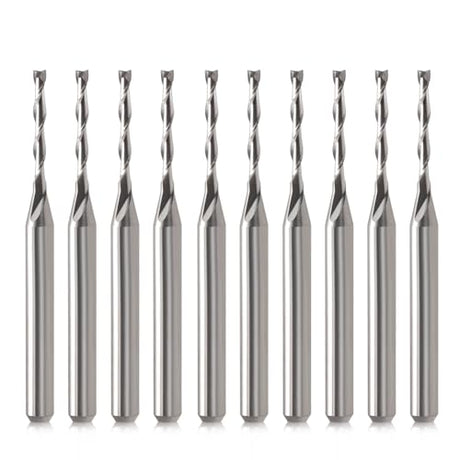 CNC Router Bits 1/8" Shank CNC Bit End Mill 1/16" Cutting Dia Flat Nose Carbide Endmill Two Flute Spiral Upcut Milling Cutter Tool Set for Wood PVC HOZLY