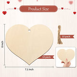 Large Size 7" Wooden Mothers Day Heart Oanging,DIY Blank Unfinished Wood Ornament for Crafts Hanging,Father's Thanksgiving Halloween Christmas Sophena