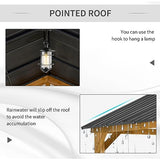 Outsunny 11' x 13' Hardtop Gazebo with Galvanized Steel Roof, Wooden Frame, Permanent Pavilion Outdoor Gazebo with Ceiling Hook for Garden, Patio, Aosom