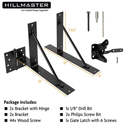 HILLMASTER Gate Corner Brace Bracket Heavy Duty Anti Sag Gate Frame Kit Adjustable Gate Hardware for Wooden Fences, Shed Doors, Driveway Gates,