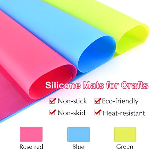 FEPITO 3PCS A3 Large Silicone Sheet for Crafts Jewelry Casting Molds Multipurpose Silicone Mat, Reusable, Waterproof, Heat Resistant, Food Grade FEPITO