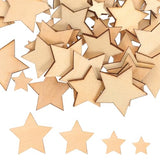MAGICLULU 100Pcs Small Unfinished Wood Stars Mixed Size Blank Wooden Stars Wood Star Slices for Crafts Scrapbooking Embellishments DIY Centerpieces MAGICLULU