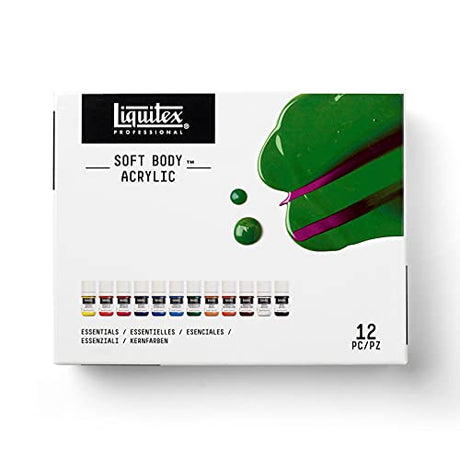 Liquitex Professional Soft Body Acrylic Paint, 12 x 22ml (0.74-oz), Essentials Set Liquitex