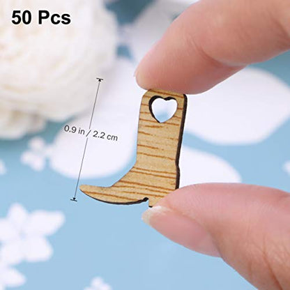 Supvox 50pcs Wooden Cowboy Boots Craft Miniature Wood Cutouts for DIY Crafts Embellishments Wedding Party Decoration - WoodArtSupply