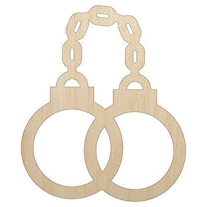 Handcuffs Police Law Enforcement Unfinished Wood Shape Piece Cutout for DIY Craft Projects - 1/4 Inch Thick - 4.70 Inch Size - WoodArtSupply