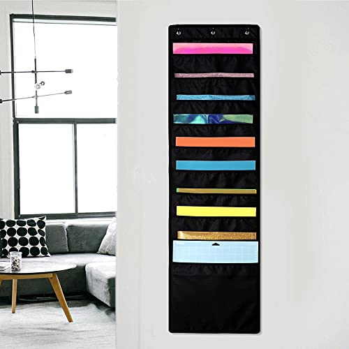 ZENXUS Hanging Organizer, 12x12 Paper Storage, Deep Pocket Vinyl Holder, for Cardstock, Scrapbook, Craft Paper, Cut Mat, 6 Door Hooks Included, ZENXUS