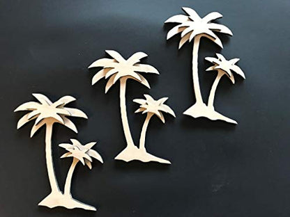 3-Pack 3D Beach Palm Tree Trees 1/8" Thick Unfinished Wood Cutout Cut Out Shapes Crafts - WoodArtSupply