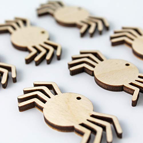 ALL SIZES BULK (12pc to 100pc) Unfinished Wood Wooden Laser Cutout Halloween Spider Dangle Earring Jewelry Blanks Shape Charms Crafts Made in Texas