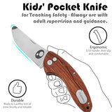 ZLemma Kids Pocket Knife with Sheath Set - Stainless Steel Children’s Folding Pocket Knife with Safety Rounded Tip ZLemma
