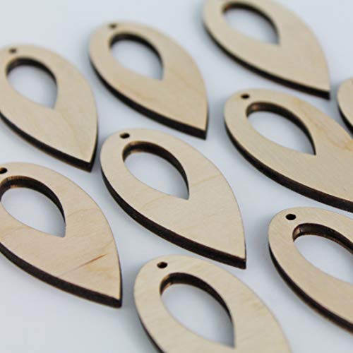 ALL SIZES BULK (12pc to 100pc) Unfinished Wood Wooden Laser Reverse Slim Teardrop Dangle Earring Jewelry Blanks Charms Shape Crafts Made in Texas Texan Wood Crafts