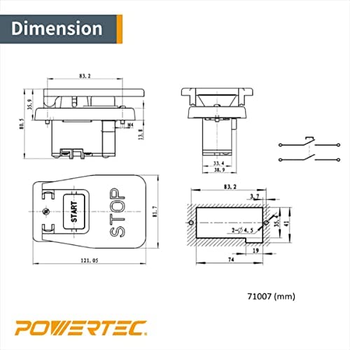 POWERTEC 71007V 110 V to 220V Paddle Switch for Power Tools Fits Table Saw, Router Table, Drill Press, Bench Saw, Band Saw - WoodArtSupply