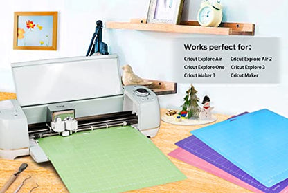 Gwybkq Cutting Mat for Cricut Maker 3/Maker/Explore 3/Air 2/Air/One 12 Pack 12x12 Variety Grip Sticky Pad Replacement Accessories for Silhouette Cricket Card Supplies Standard Light Strong Frabic