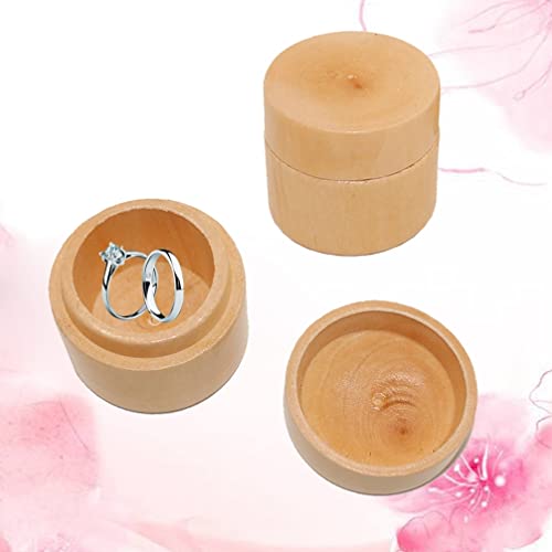 MAGICLULU Rings for Men 1pc Wooden Engagement Ring Box Simple Round Wooden Ring Box Natural Unfinished Ring Box Natural Round Ring Storage Box for MAGICLULU