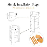 GOBAM Bamboo Shower Corner Caddy, Medium - 2 Tier Standing Shower Stand for Shampoo, Conditioner, Lotion, Soap - Caddy Organizer for Kitchen, GOBAM