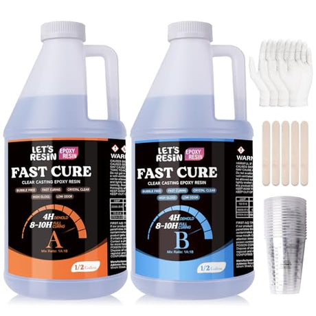 LET'S RESIN EPOXY RESIN Fast Cure Resin Epoxy for Jewelry,1 Gallon Quick Dry Resin-4 Hours Demold,Crystal Clear & Bubble Free Casting Resin for LET'S RESIN EPOXY RESIN