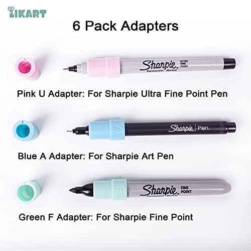 Pen Adapter Set for Cricut Maker 3/Maker/Explore 3/Air 2/Air, 6 Pack Pen Holders Compatible with Sharpie Fine Point Markers/Ultra Fine Point LIKART
