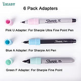 Pen Adapter Set for Cricut Maker 3/Maker/Explore 3/Air 2/Air, 6 Pack Pen Holders Compatible with Sharpie Fine Point Markers/Ultra Fine Point LIKART