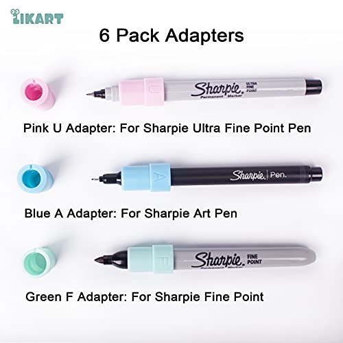 Pen Adapter Set for Cricut Maker 3/Maker/Explore 3/Air 2/Air, 6 Pack Pen Holders Compatible with Sharpie Fine Point Markers/Ultra Fine Point - WoodArtSupply