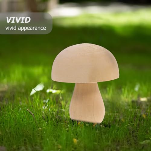 Tofficu Unfinished Wooden Mushroom, 12pcs Natural Mini Wood Mushrooms Assorted Mushroom Figures for DIY Valentine DIY Ornaments Arts Crafts Painting Tofficu