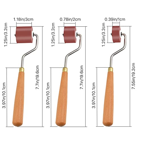 Milkary Rubber Rollers Brayer, 3 Pcs Brayer Ink Roller with Comfort Grip for Print, Craft Stamping Brayers, Stamping Tools Milkary