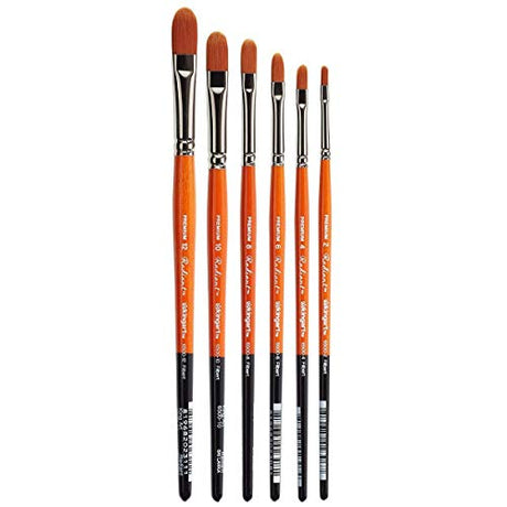 KINGART B-022 Premium 6 pc. Radiant 6500 Series Filbert Artist Brush Set, Synthetic Taklon for Acrylic, Oil Watercolor Paint, Short Handle, 6 Brushes KINGART