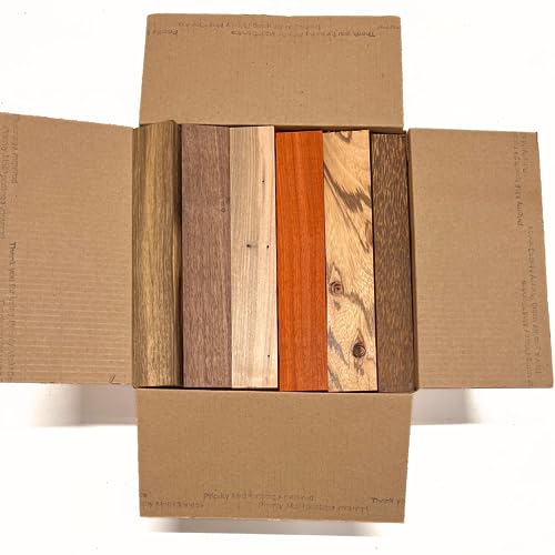 Exotic Wood Zone's Assorted Wood Cut-Offs Scrap Box of Mixed Exotic and Domestic Species | Wooden Scrap Craft Carving Scrolls Short Lumber Boards | - WoodArtSupply