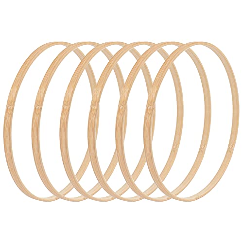 RP Remarkable Power, 6 Pack Wooden Bamboo Floral Hoop 8 Inch Macrame Floral Hoop Rings Wreath Ring for DIY Dream Catcher Wedding Wreath Wall Hanging