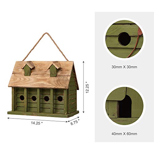 Glitzhome 11" H Hanging Birdhouse Distressed Wooden Decorative Garden Watermelon Bird House for Outside glitzhome