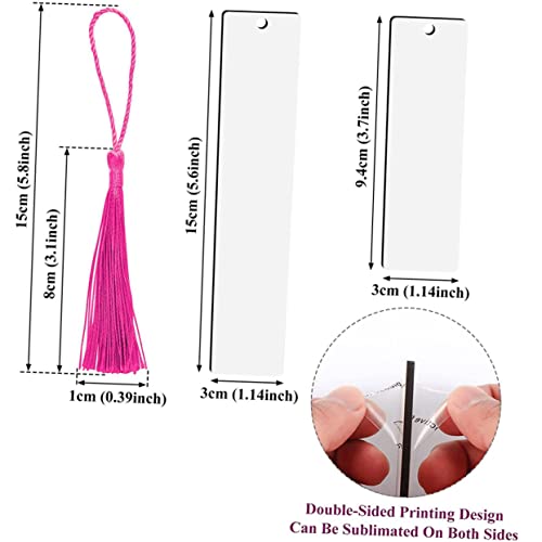 Anneome 1 Set Tassels Blank Bookmark Sublimation Bookmark Tassels Aluminum DIY Bookmark Graduation Sublimation Bookmark Iron on Bookmark Blank Anneome