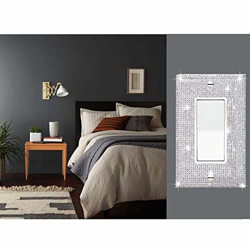 4 Pcs Silver Shiny Silver Rhinestone Crystal Light Switch Or Outlet Decorative Switch Covers Wall Plate Cover Plate Single Toggle Wall Plate Gaocai