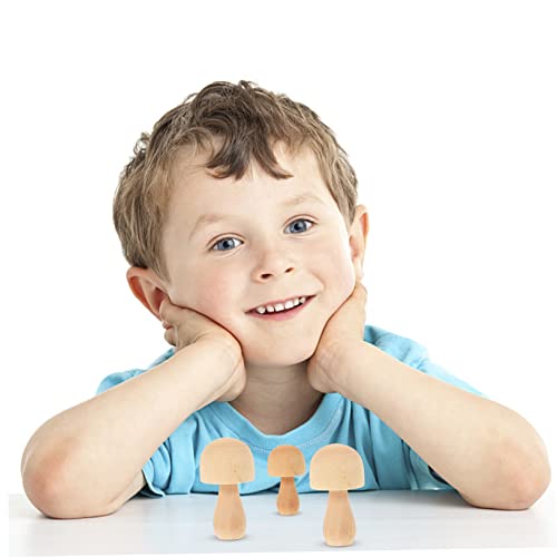 TEHAUX 30 Pcs DIY Wooden Ornaments Unfinished Mushrooms Figures Unfinished Wood Craft Unfinished Wooden Pegs Mushroom Ornaments Unfinished Wood Peg TEHAUX