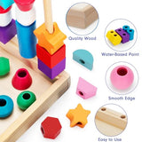 TooyBing Montessori Wooden Lacing Beads Toys for 2 3 4 Year Old Toddler Kids, Sequencing & Stacking Block Toy with Storage Box, STEM Preschool TooyBing