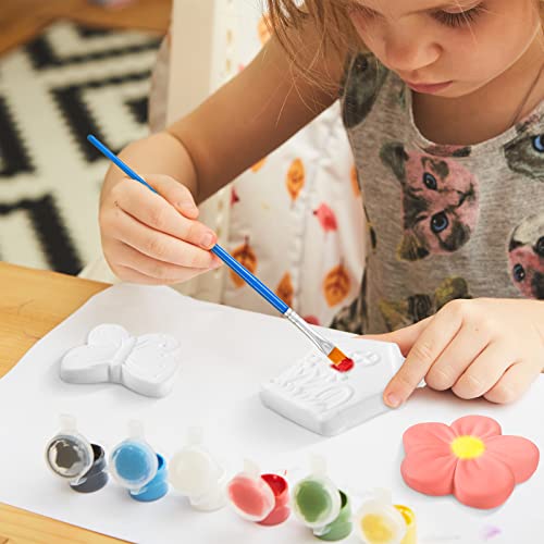 12 Sets Arts and Crafts Set Painting Kit for Kids Unpainted DIY Ceramic Figurines Paint Your Own Figurines with 12 Magnet 2 Brushes and 1 Palette - WoodArtSupply