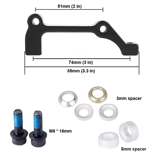 Kigauru Bike Disc Brake Mounting Bracket Aluminum Alloy CNC Machined Standard Caliper Post Mount Front 203mm Rear 180mm Rotor Adapter with Bolts Kigauru