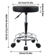 KKTONER PU Leather Round Rolling Stool with Foot Rest Swivel Height Adjustment Spa Drafting Salon Tattoo Work Office Massage Stools Task Chair Small KKTONER