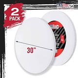 U.S. Art Supply 30 inch Diameter Round Gallery Depth 1-1/2" Profile Stretched Canvas 2-Pack - Acrylic Gesso Triple Primed 12-Ounce 100% Cotton U.S. Art Supply