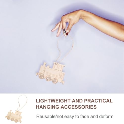 MAGICLULU 20Pcs Unfinished Train Cutouts Blank Wooden Slices to Paint Train Pendant with Ropes for Crafts Christmas Party Train Hanging MAGICLULU