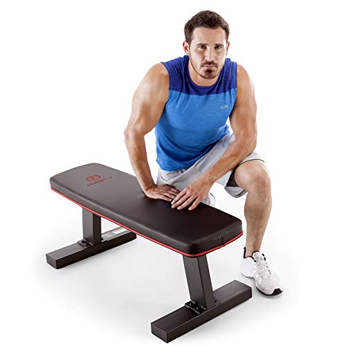 Marcy Deluxe Versatile Flat Bench Workout Utility Bench with Steel Frame SB-10510, Black, 19.00 x 17.00 x 44.00 inches - WoodArtSupply