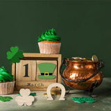 MAYJOYDIY 8pcs Shamrock Wooden Cutouts Unfinished Wood Shamrock Clover Cutouts Shamrock/Horseshoe/Four Clover/Hat Ornaments for DIY Craft Art MAYJOYDIY