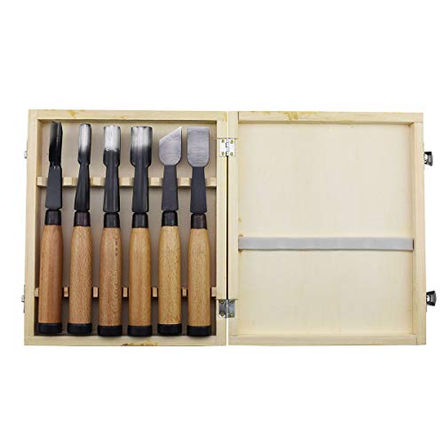 SUNREEK 6 Pieces Professional Wood Carving Chisel Set Woodworking Tools for Wood Carving and Woodwork SUNREEK