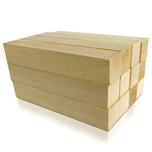 12 Pack Basswood Blocks 4 X 1 X 1 Inches Premium Soft Wood Blocks for Carving and Whittling - WoodArtSupply