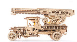 Ugears Wooden 3D Fire Truck Model Kit - Lever Operated Rotatable Retractable Ladder UGEARS