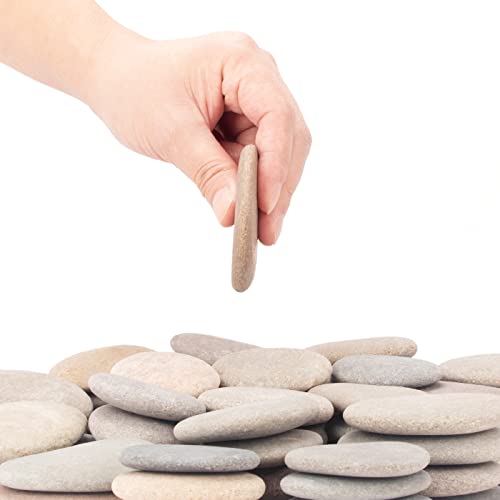 [About 91 PCS - 106 PCS](18.3 Pounds) River Rocks, Flat Rocks, 2.27"-3.56"Painting Rocks, Craft Rocks, DIY Rocks, Painting Stones BLQH