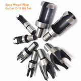 8Pcs Wood Plug Cutter Drill Bit Set, High Carbon Steel Titanium Coated Woodworking Chamfer Drill Bits Straight and Tapered Taper 6mm/ 10mm/ 13mm/ Hozzwhoo