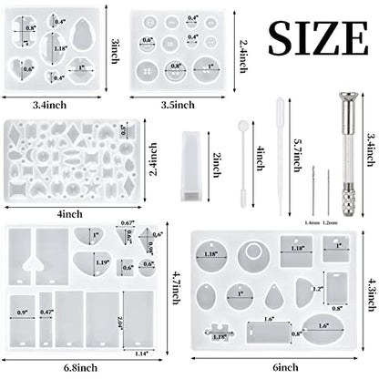 Suhome 73 Pack Resin Earring Mold Jewelry Silicone Resin Molds Making Kits Including Earring, Pendant, Bracelet, Necklace, Button Silicone Resin - WoodArtSupply